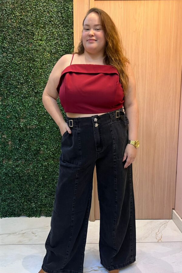 CALÇA WIDE LEG CÓS FIVELA