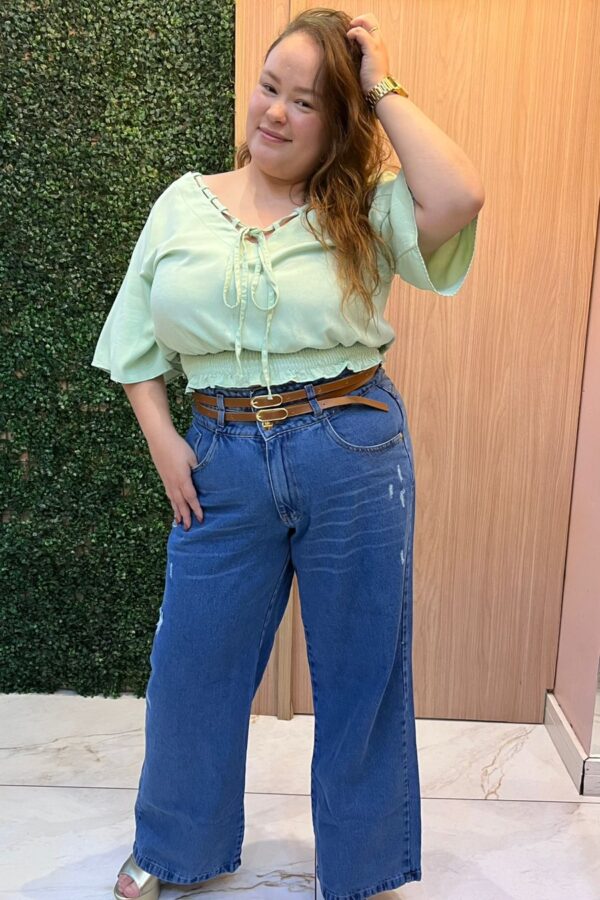 CALÇA WIDE LEG CÓS DUPLO