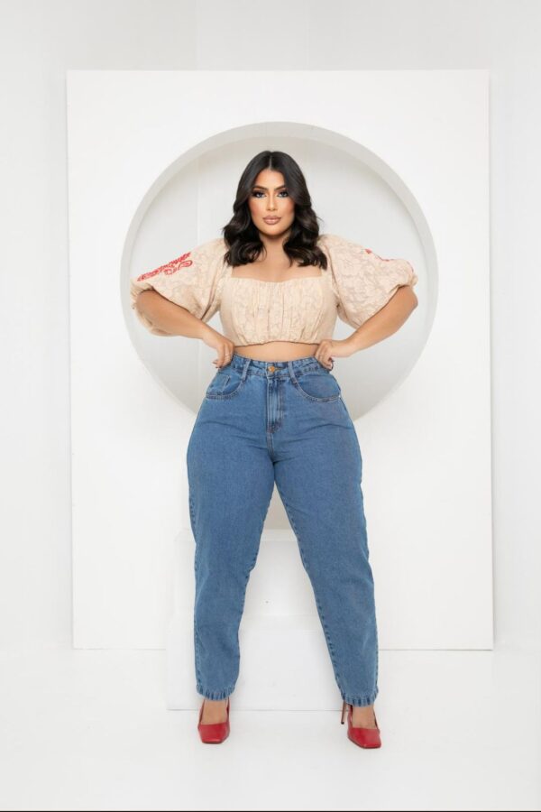 CALÇA JEANS MOM 100%
